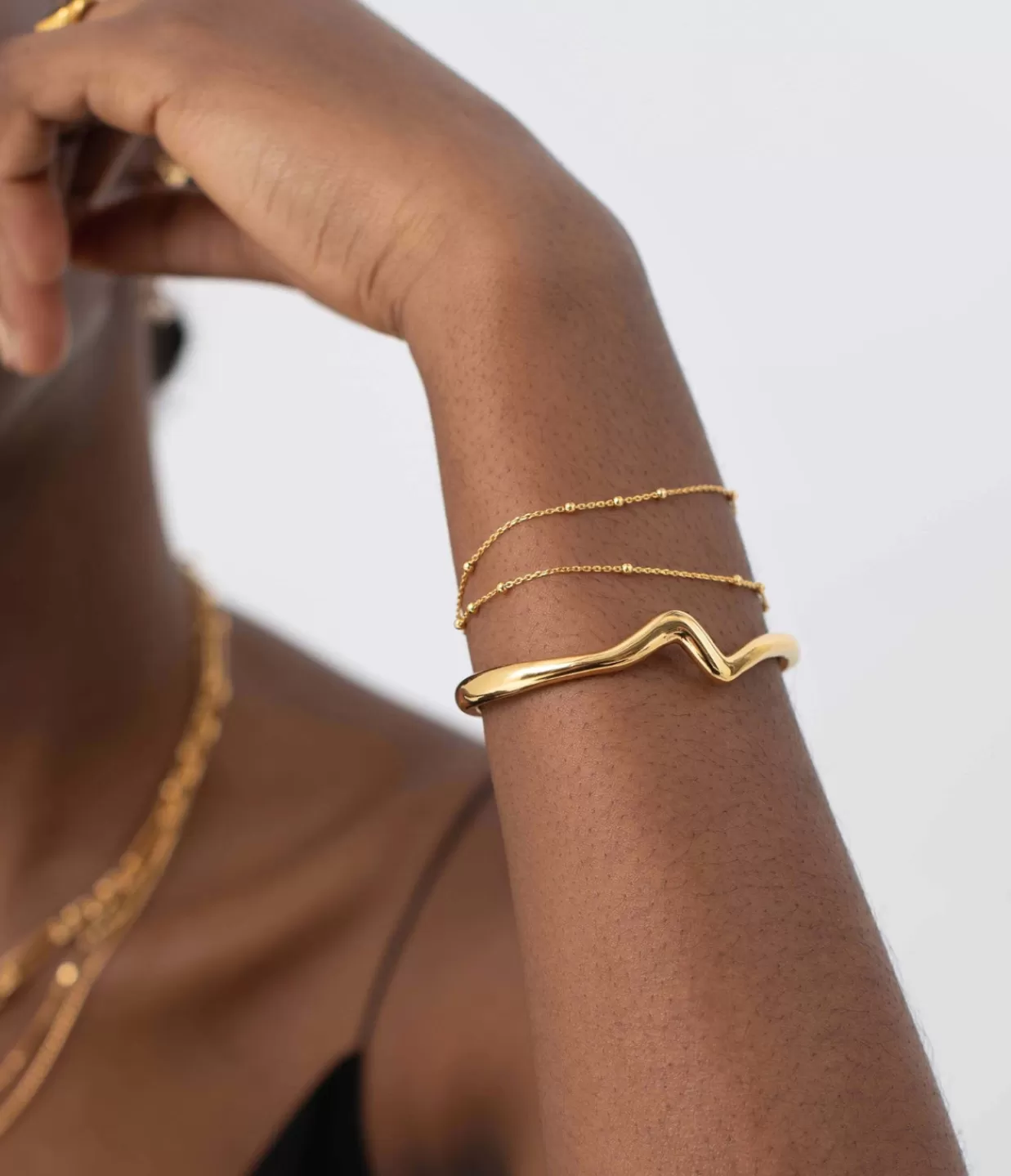 Discount Molten Wave Cuff Bracelet In Gold Jewellery | Bracelets