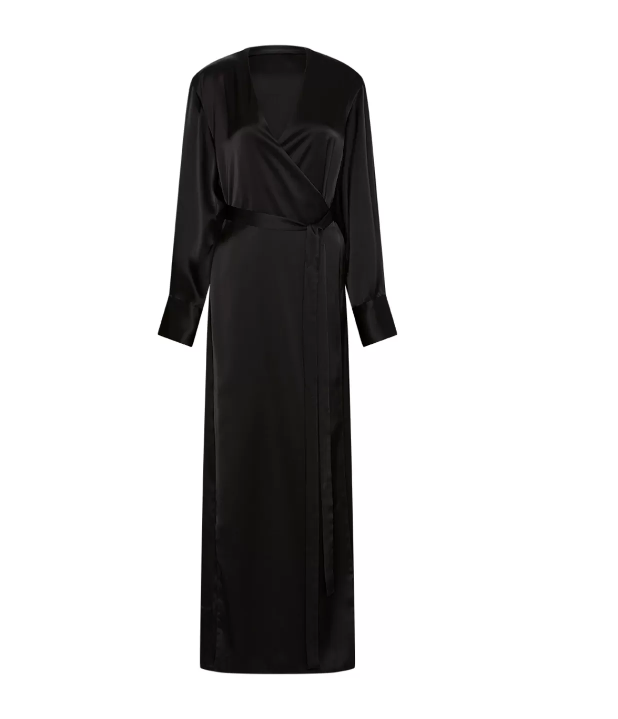 Cheap Mono Double Satin Wrap Dress In Black Dresses