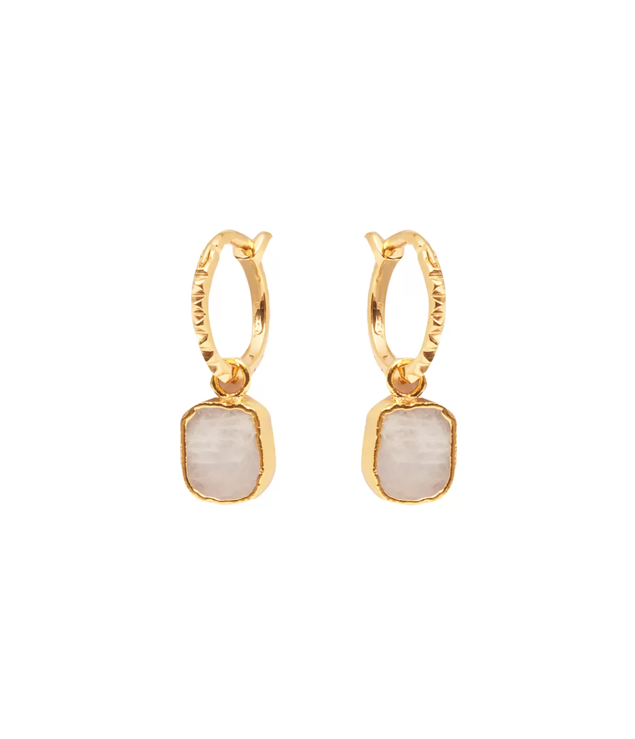 Flash Sale Moonstone Pyramid Charm Hoop Earrings In Gold Jewellery | Earrings