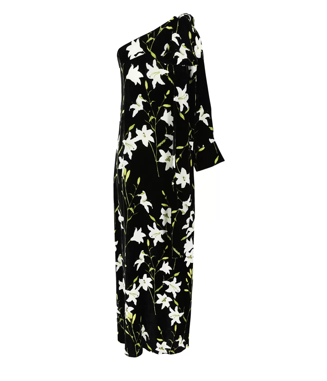 Store Nel One Shoulder Dress In Black And White Flower Dresses