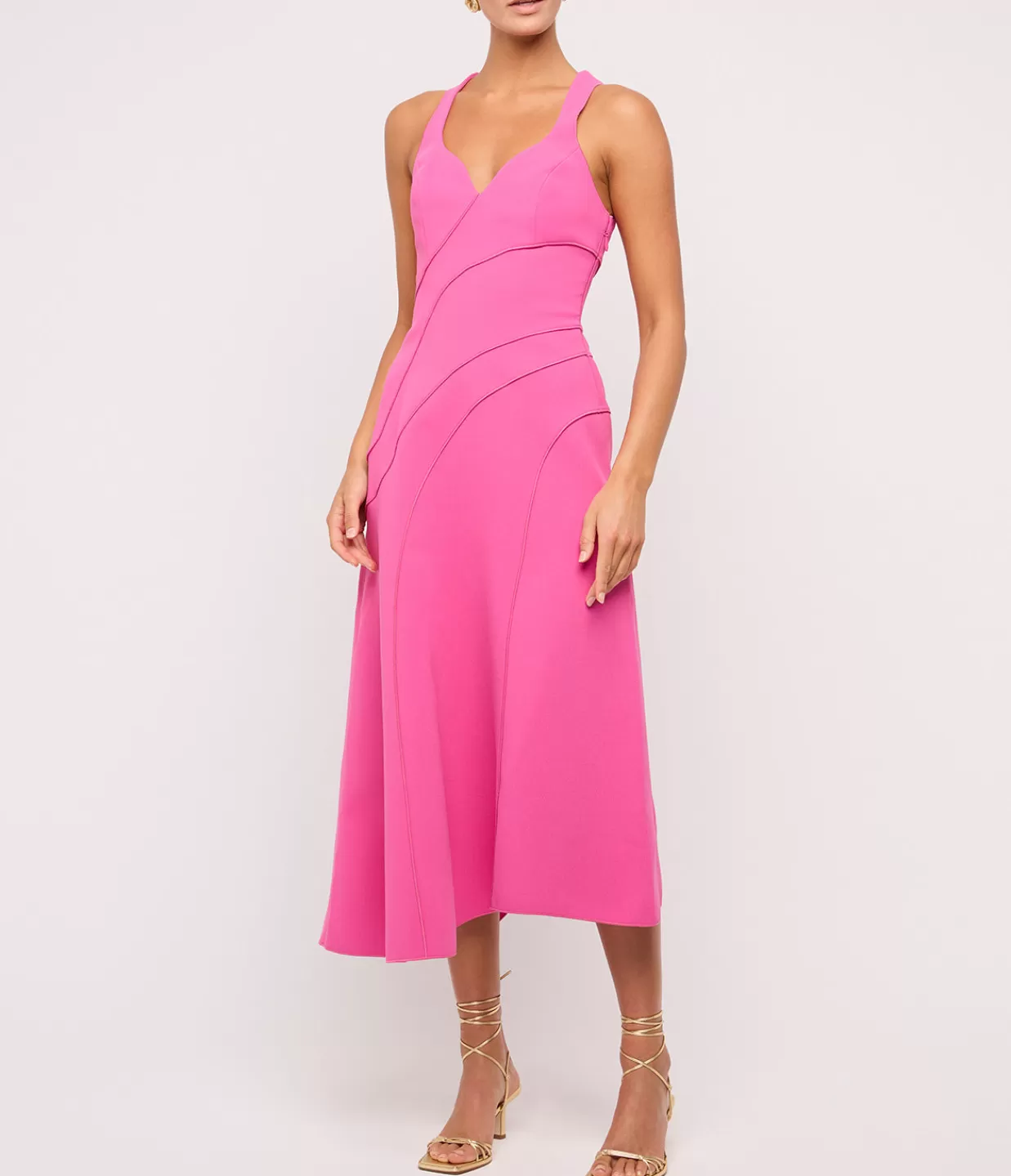 Shop Newgate Midi Dress In Magenta Dresses