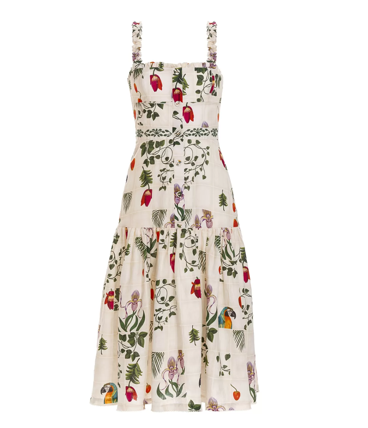 Online Nispero Linen Midi Dress In Bouquet Dresses