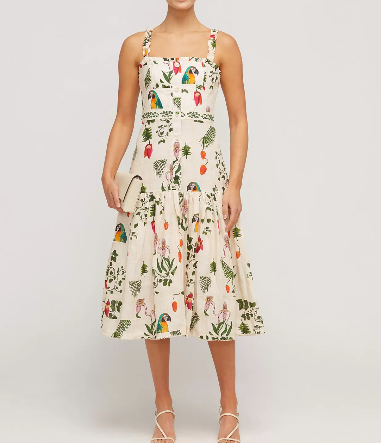 Online Nispero Linen Midi Dress In Bouquet Dresses