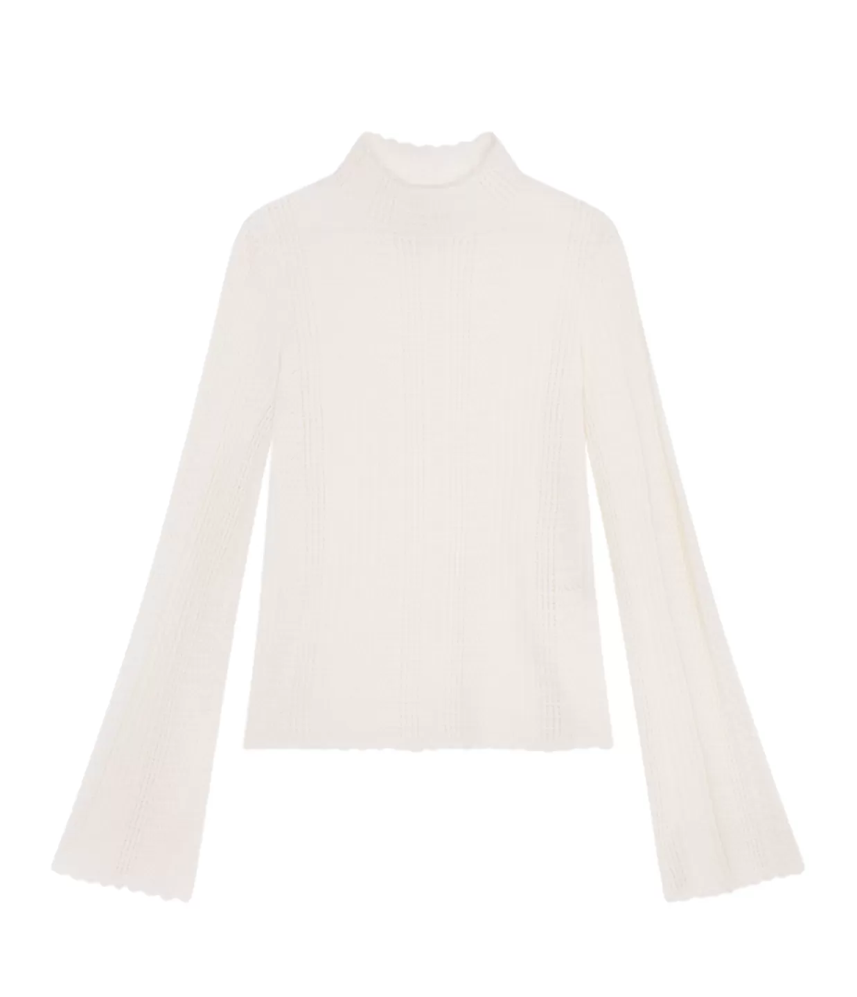 Online Orion Thin Lace Turtleneck In Ivory Knitwear