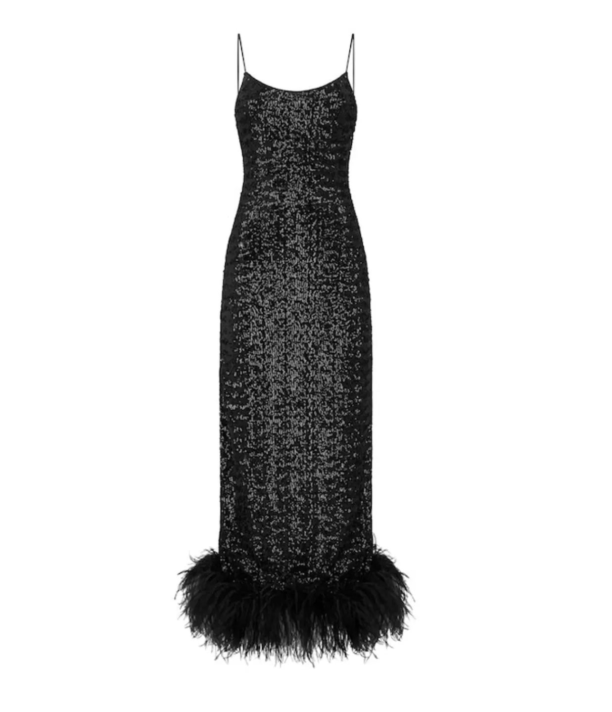 Discount Paillettes Plumage Sequin Slip Dress In Black Dresses