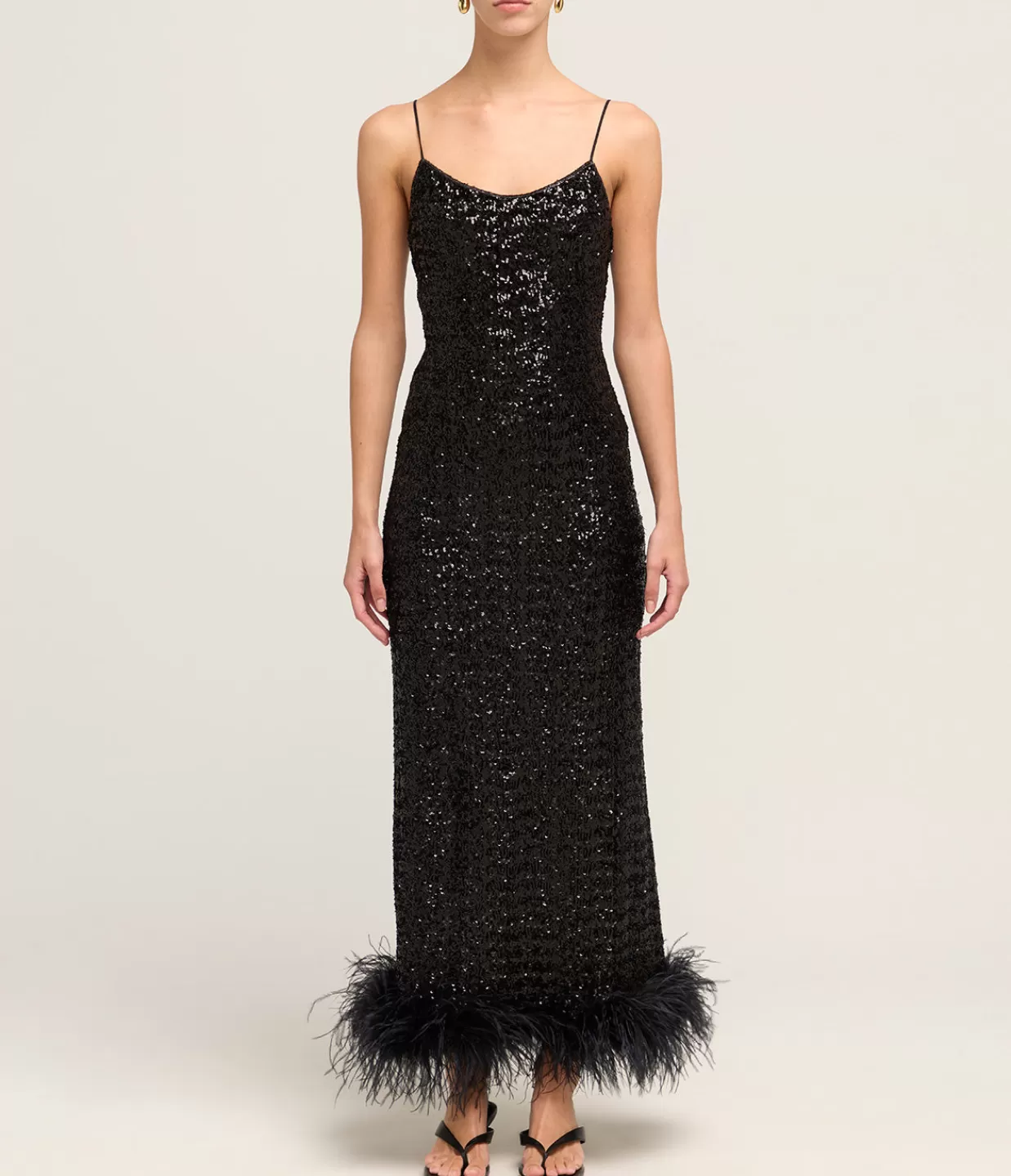 Discount Paillettes Plumage Sequin Slip Dress In Black Dresses