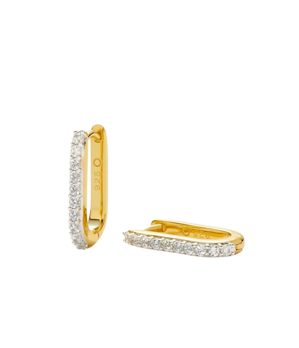 Store Pave Ovate Huggies Earrings In Gold Jewellery | Earrings