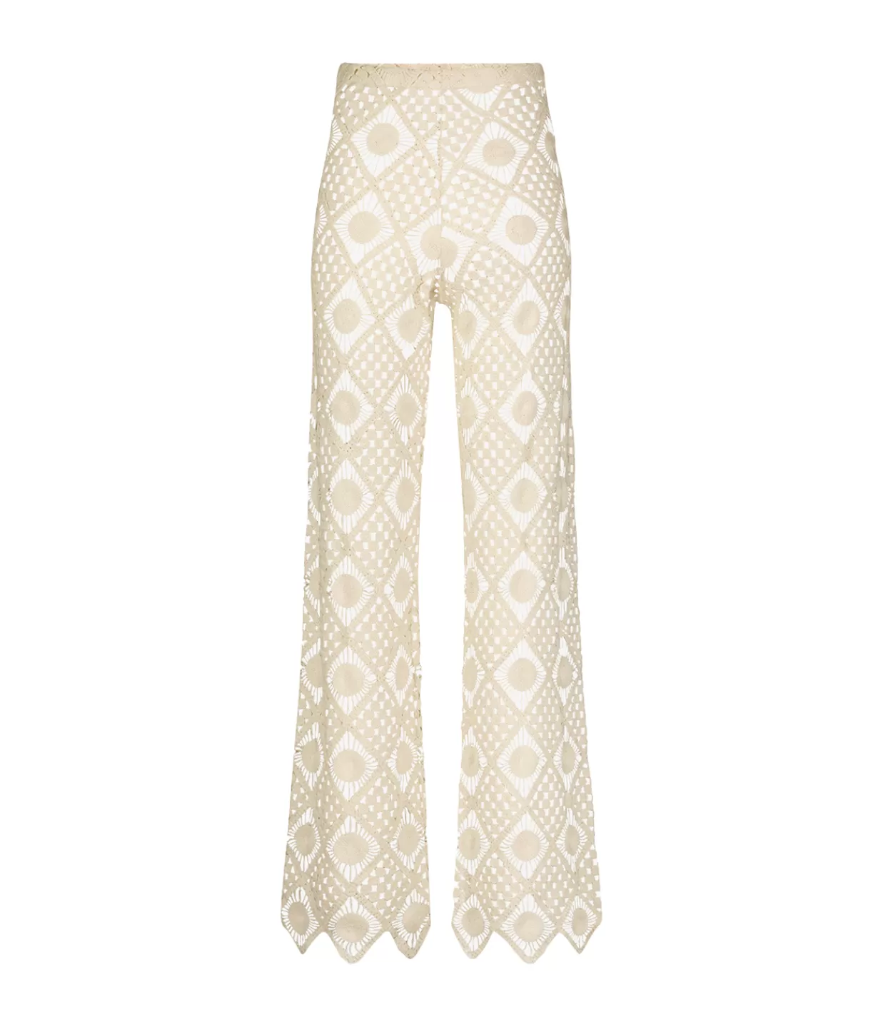 Cheap Playa Crochet Wide Leg Pants In Natural Lace Pants