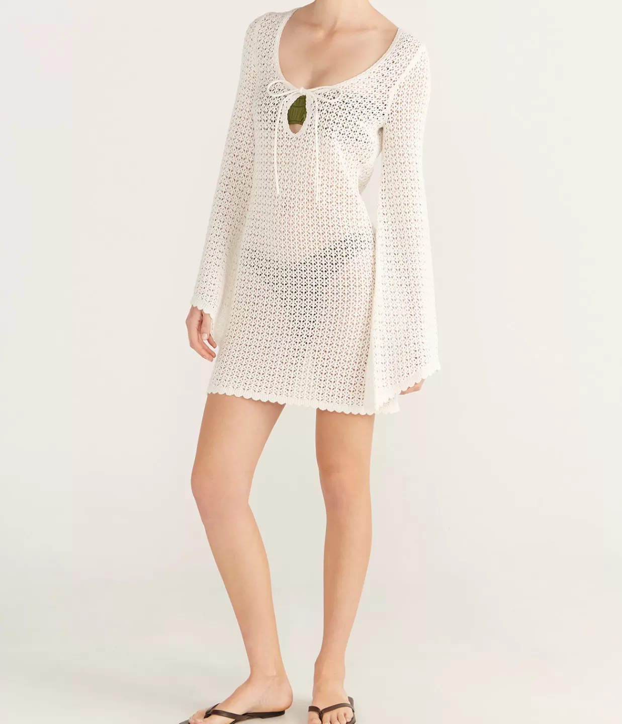 Best Pointelle Keyhole Mini Dress In Seashell Dresses