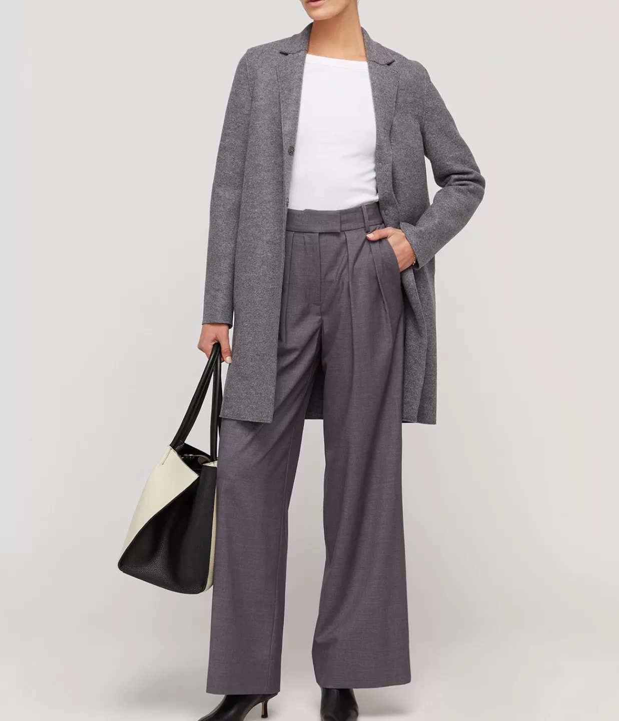 Shop Pressed Wool Cocoon Coat In Grey Marle Jackets & Outerwear