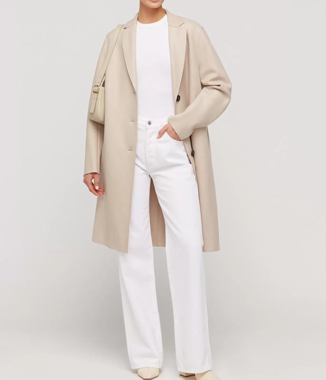 Online Pressed Wool Overcoat In Almond Jackets & Outerwear