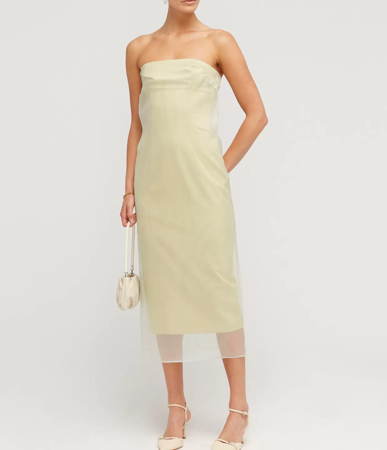 Online Punta Strapless Midi Dress In Pale Olive Dresses