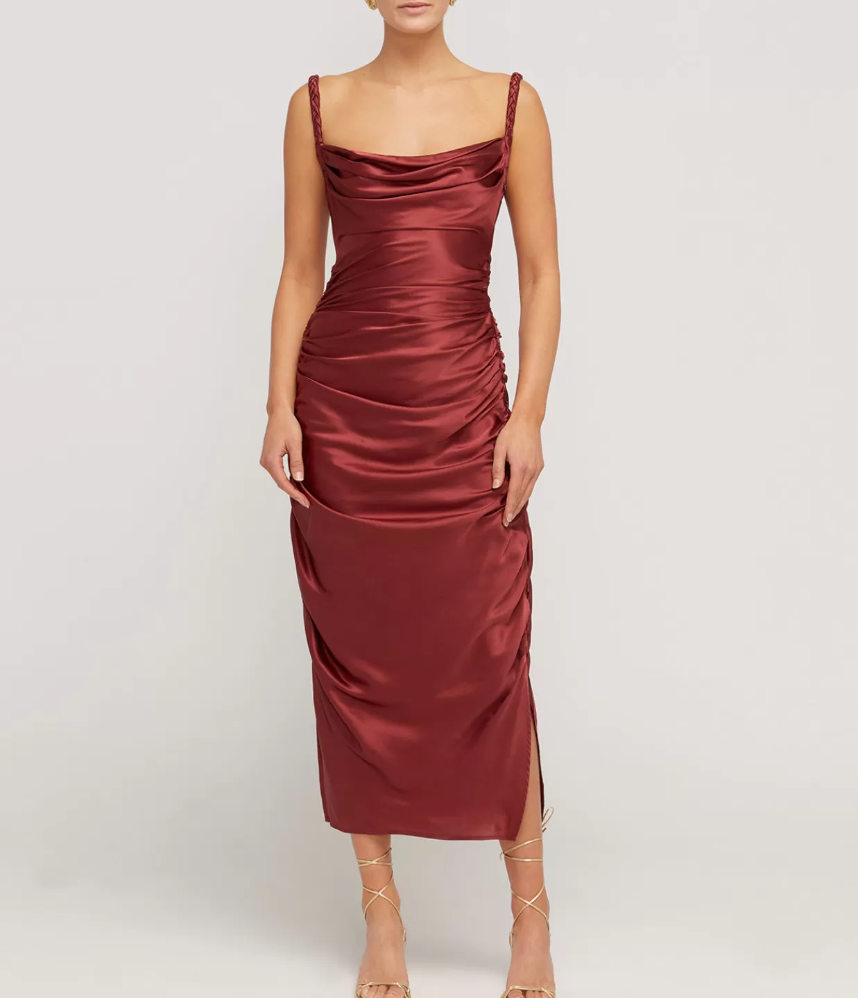 Flash Sale Rachel Cowl Neck Slip Dress In Burgundy Dresses