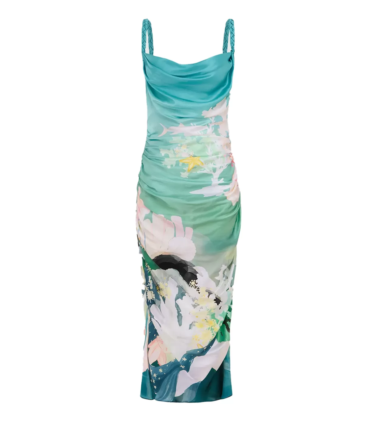 Outlet Rachel Cowl Neck Slip Dress In Seagrass Neptune Print Dresses