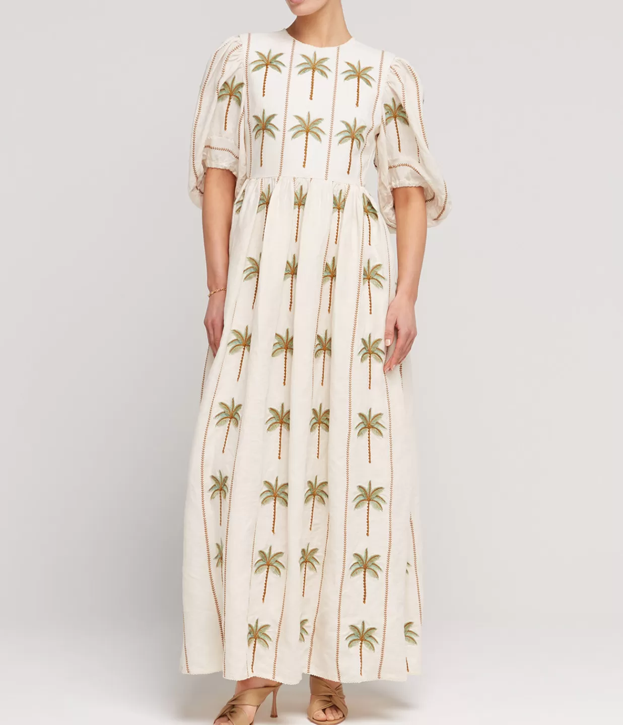 Store Raquel Linen Embroidered Maxi Dress In Victoria Dresses