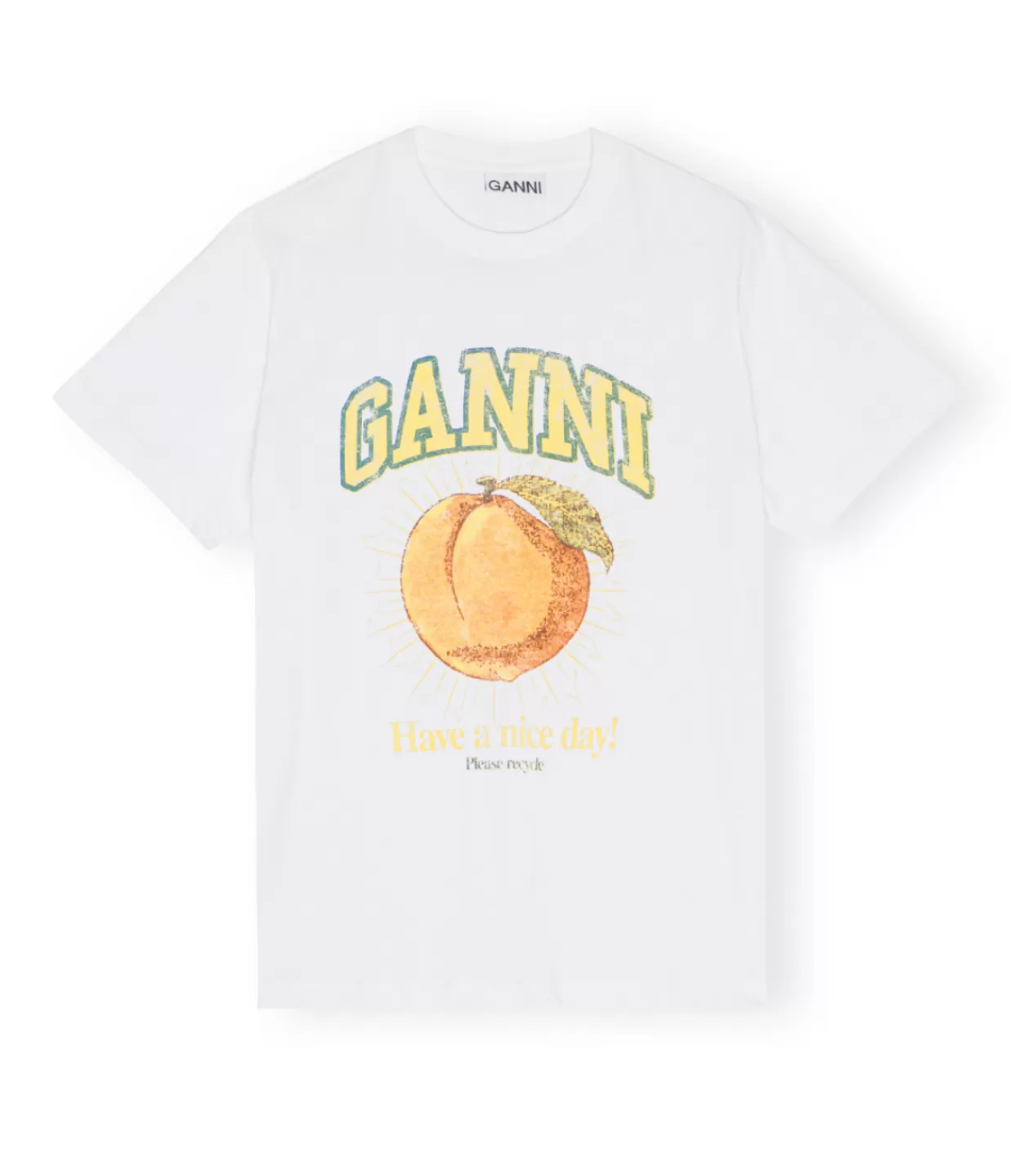 Fashion Relaxed Basic Peach T-shirt In Bright White T-Shirts & Tanks