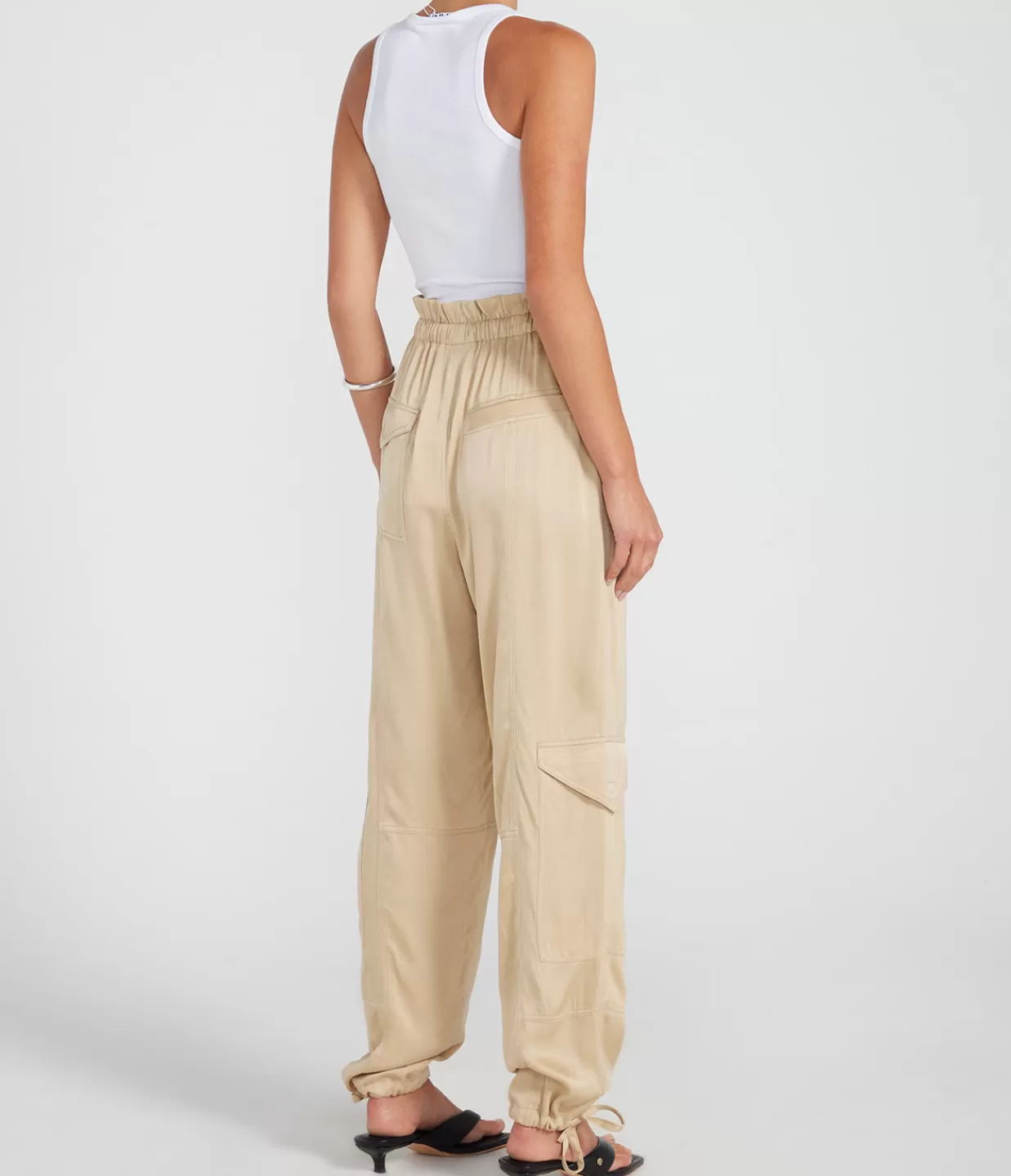 Store Relaxed Satin Pants In Safari Pants