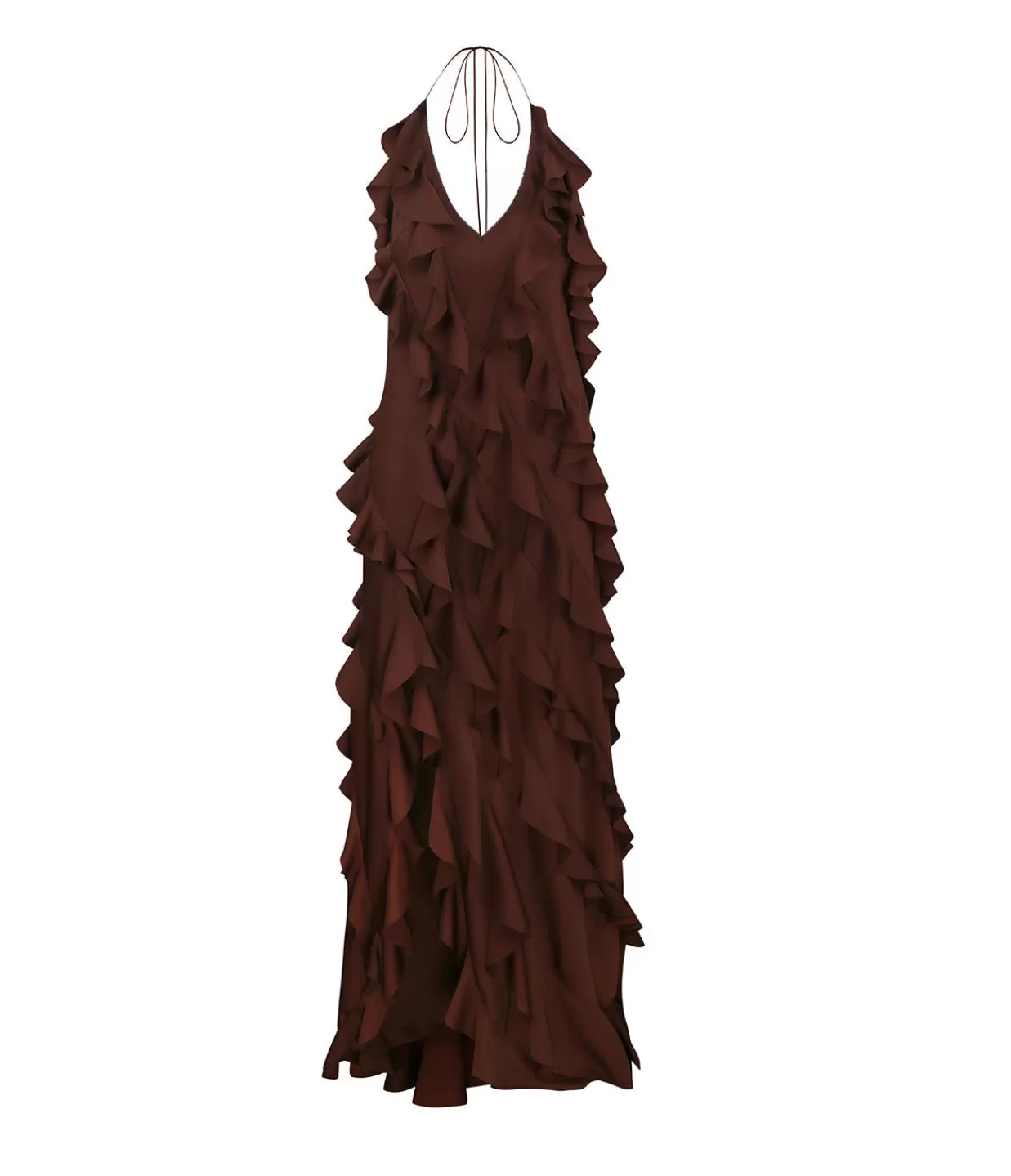 Cheap Renata Ruffle Maxi Dress In Brown Dresses