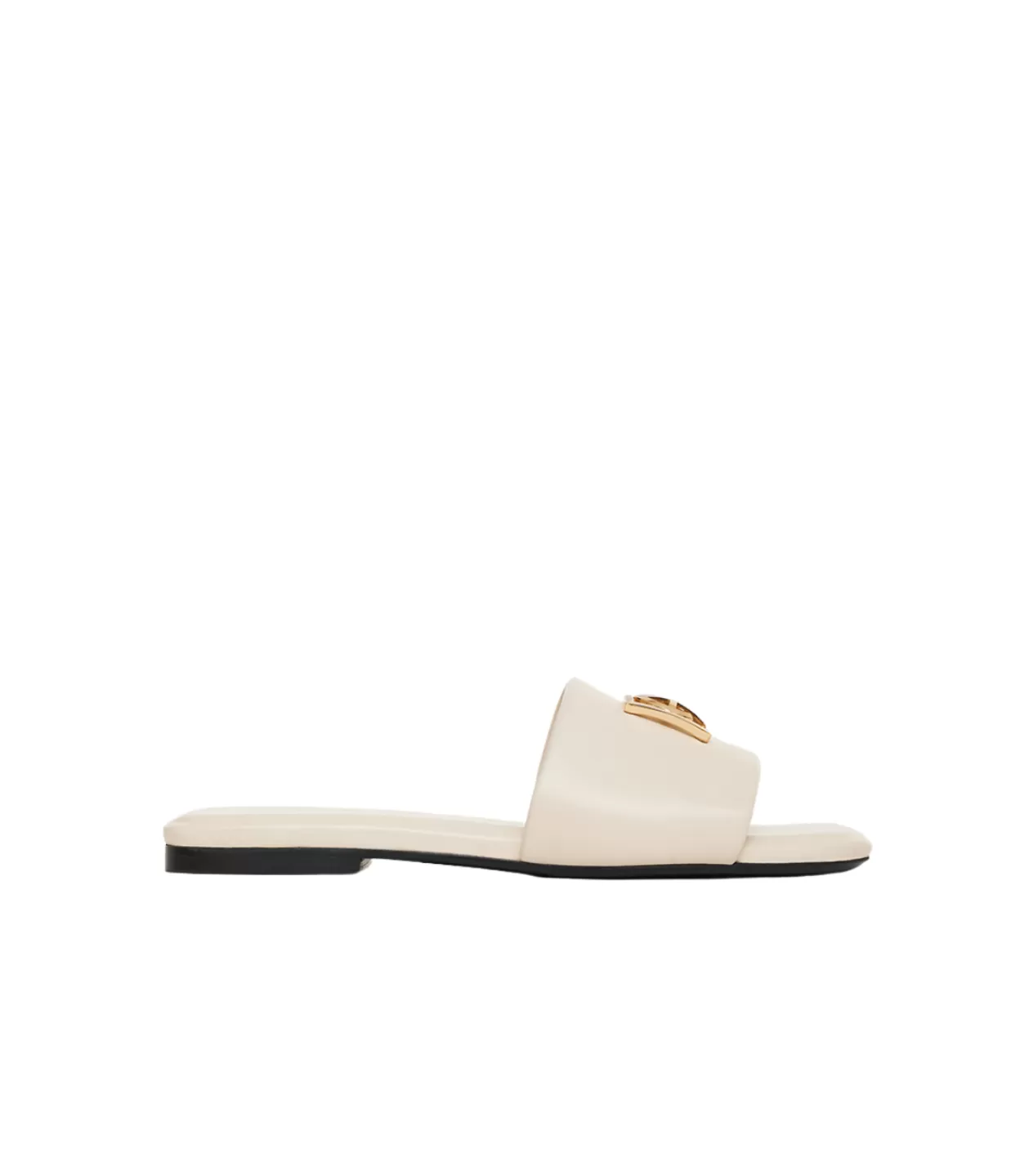 New Ria Monogram Slides In Ivory Flat Shoes