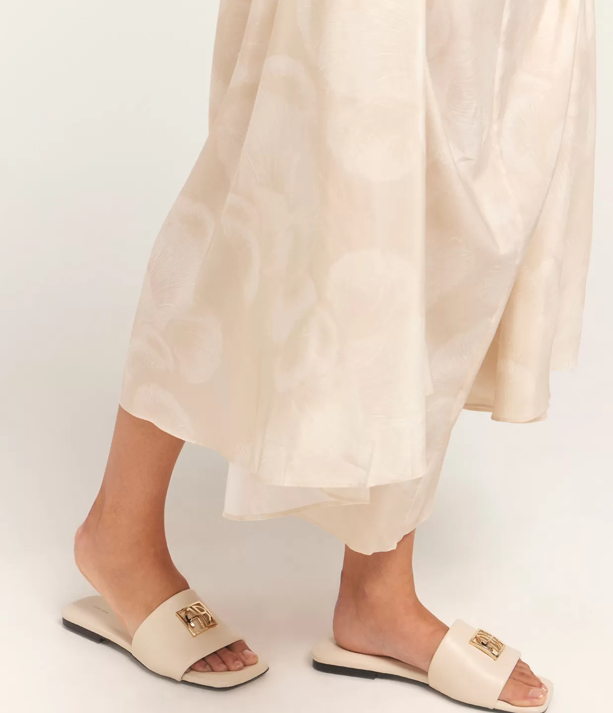 New Ria Monogram Slides In Ivory Flat Shoes