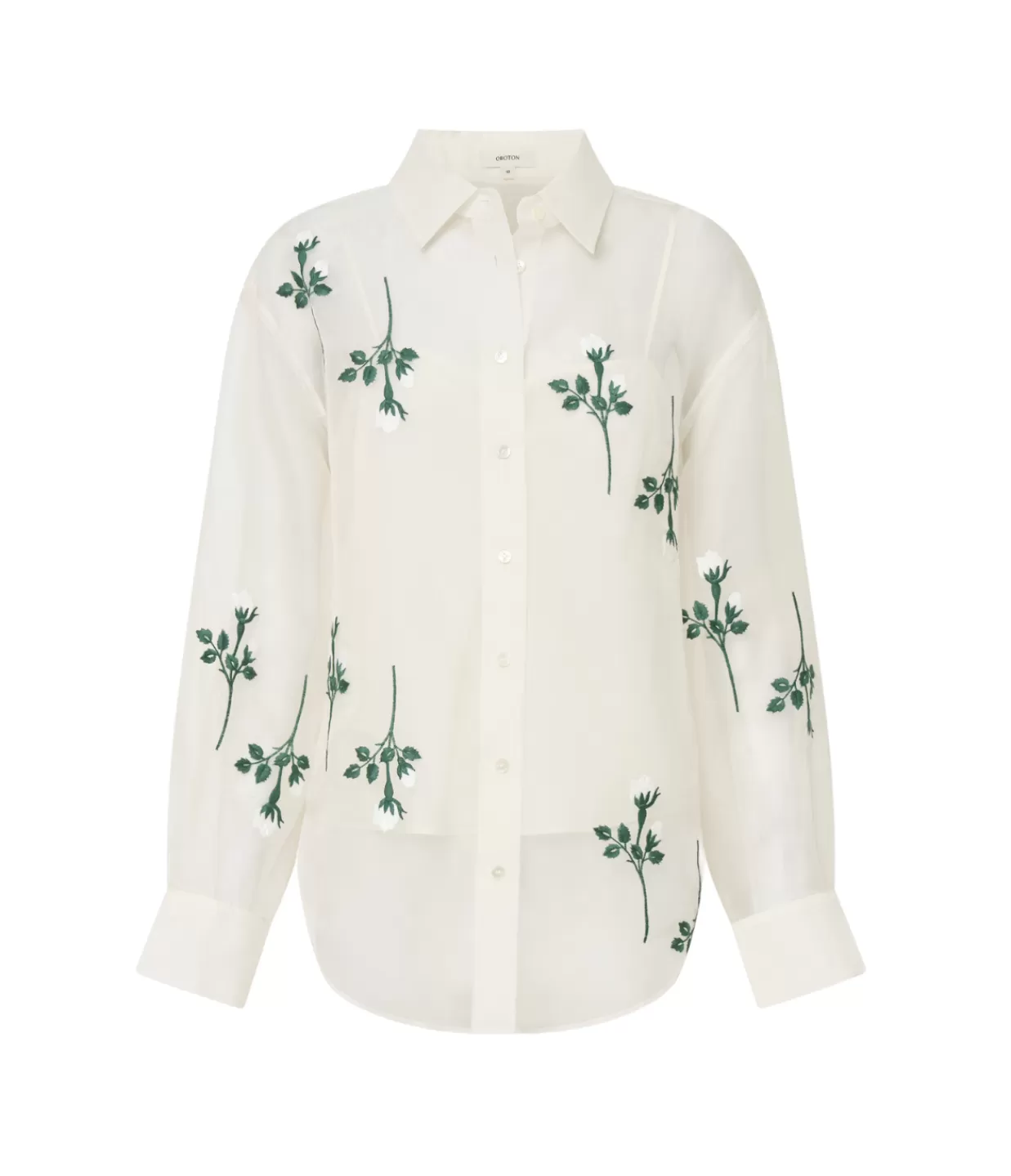 Flash Sale Rosebud Embroidery Shirt In Soft Cream Tops