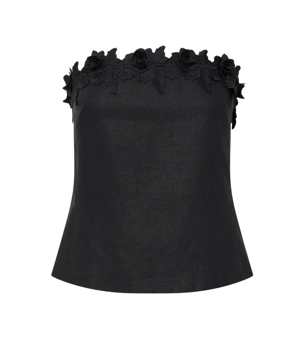 Hot Rosebud Lace Bandeau In Black Tops