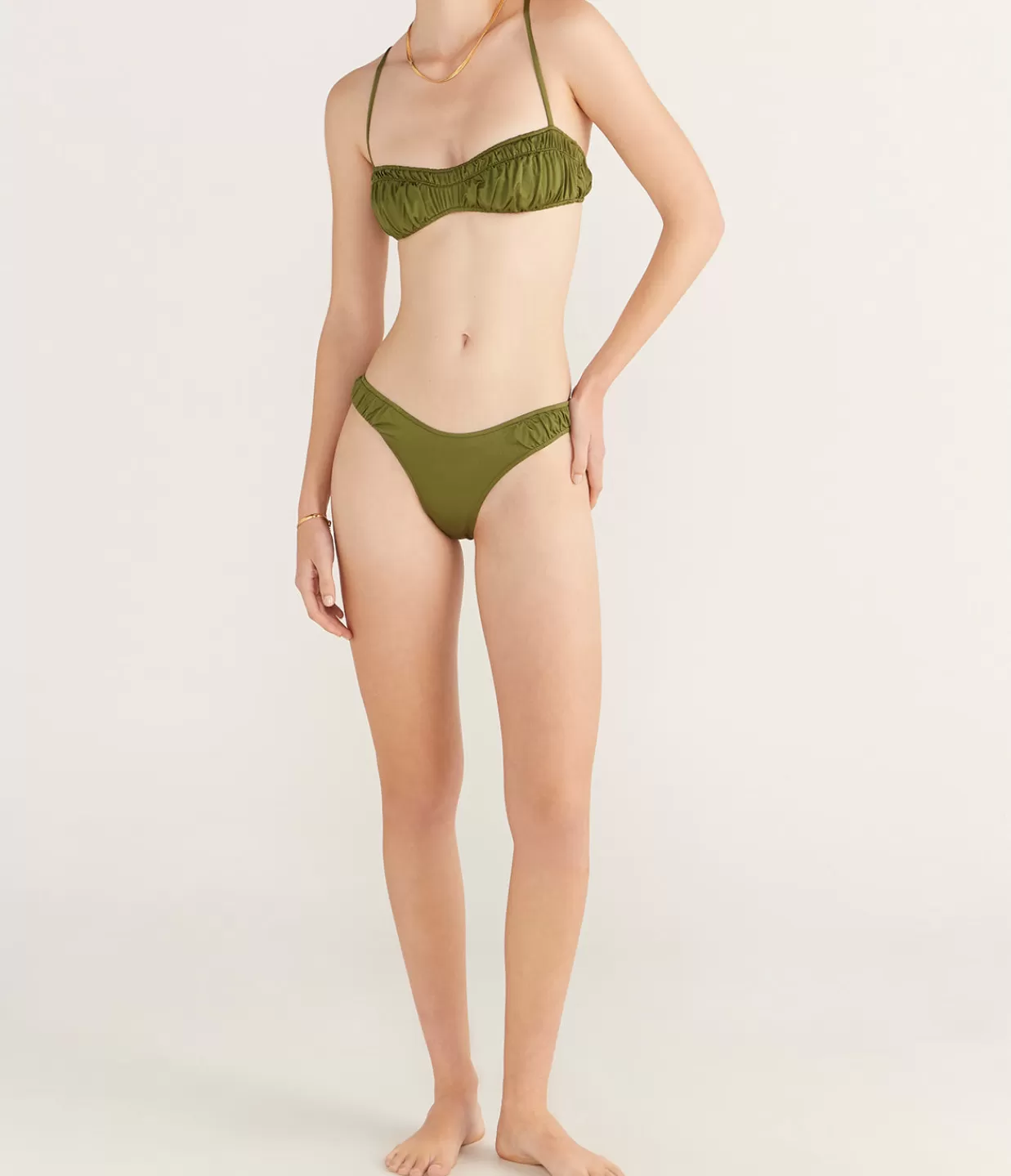 Cheap Ruched Crop In Olivine Swim & Resortwear