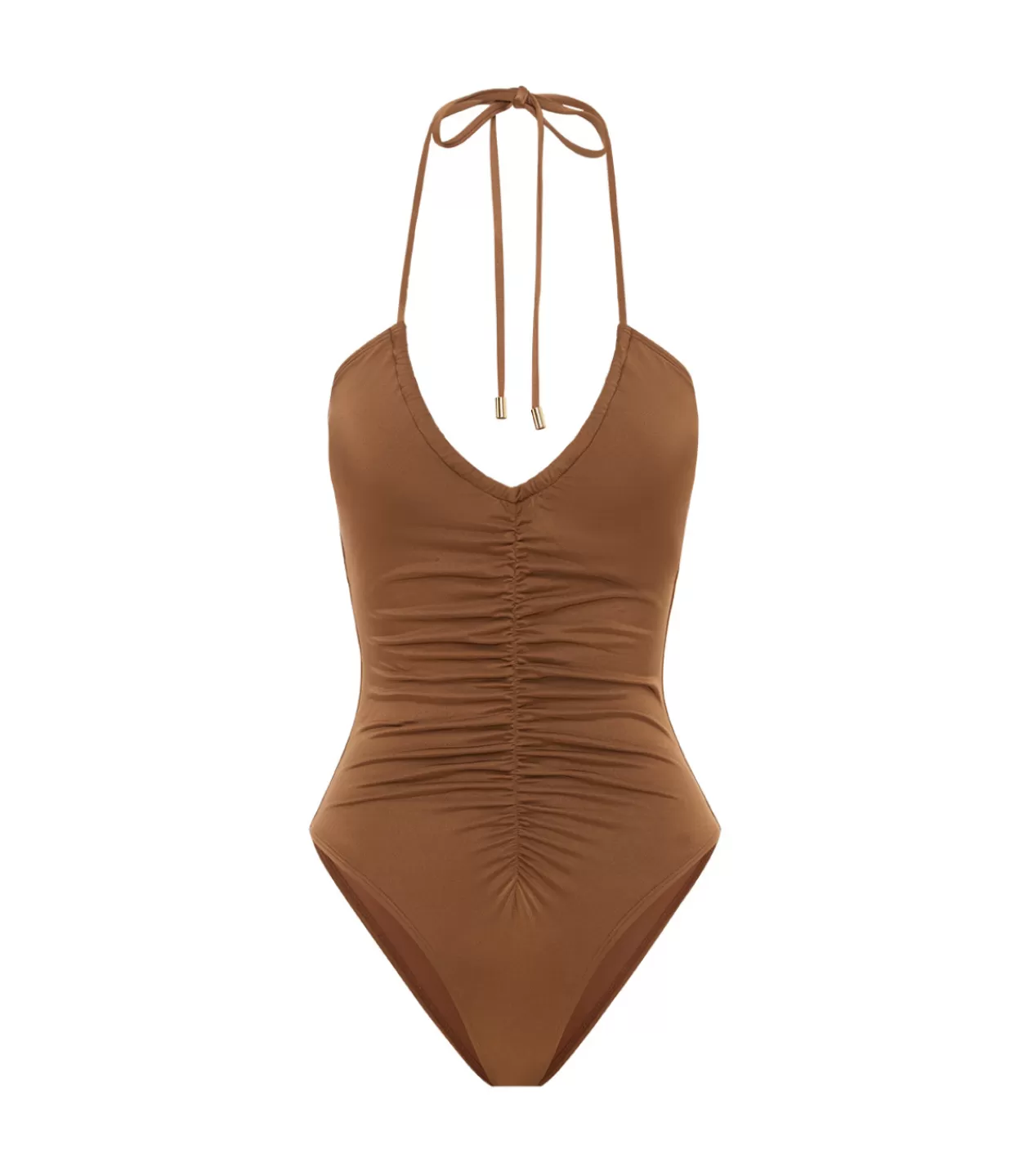 Cheap Ruched Vacation One Piece In Maple Swim & Resortwear