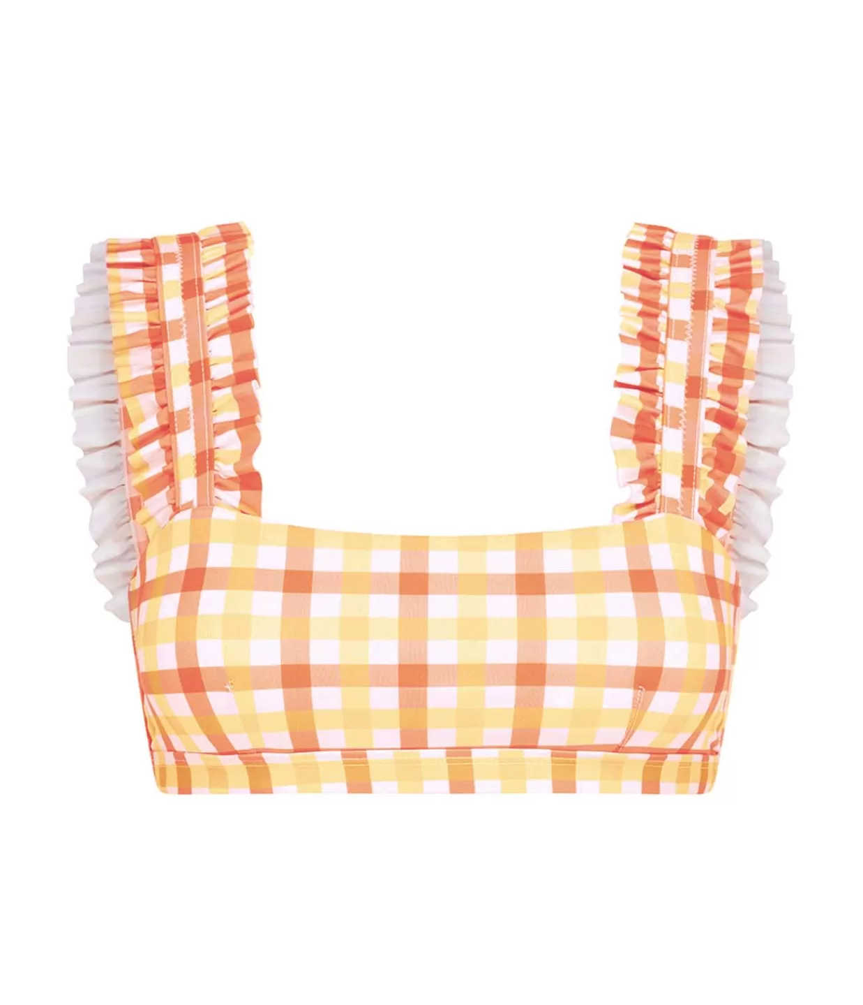 Cheap Ruffle Bra In Pineapple Gingham Swim & Resortwear