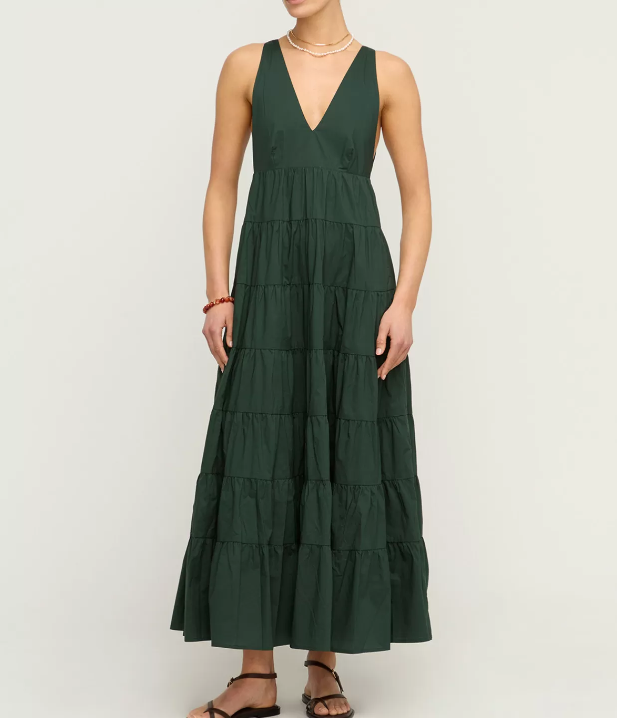 Sale Ryan Tiered Maxi Dress In Forest Green Dresses