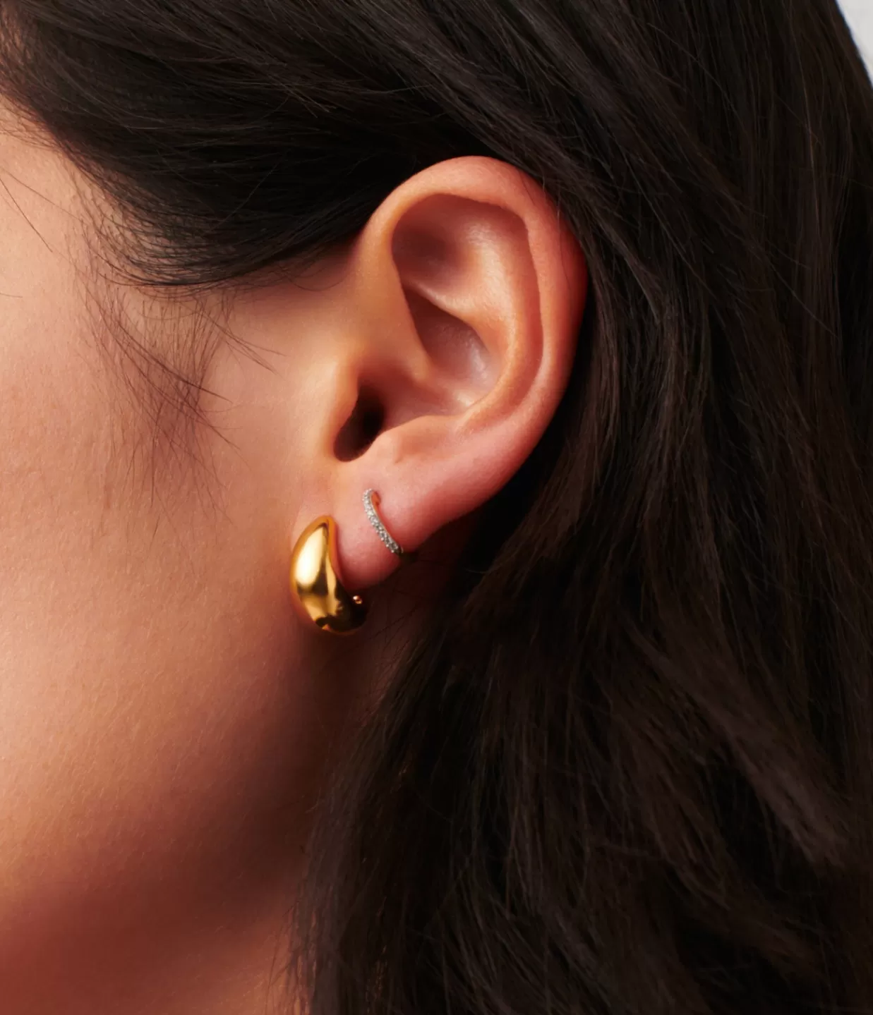 Shop Savi Dome Small Hoop Earring In Gold Jewellery | Earrings