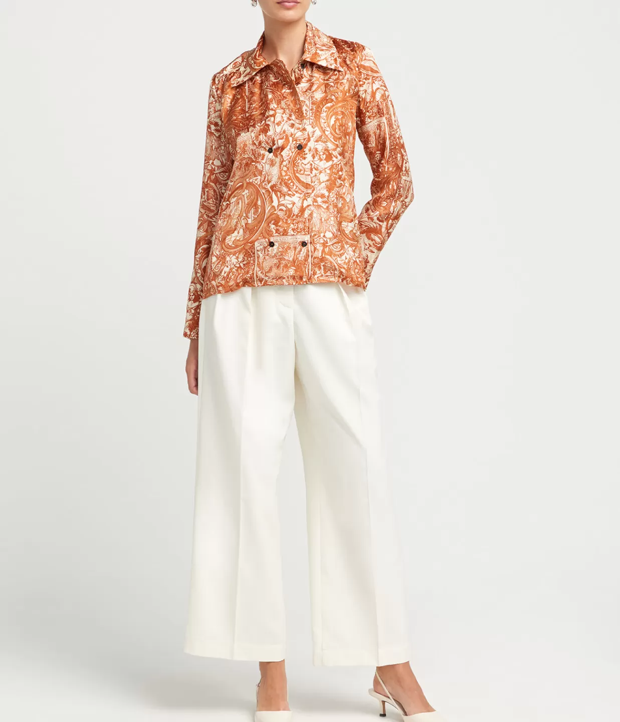 Best Scapala Double Silk Shirt In Amber Print Tops