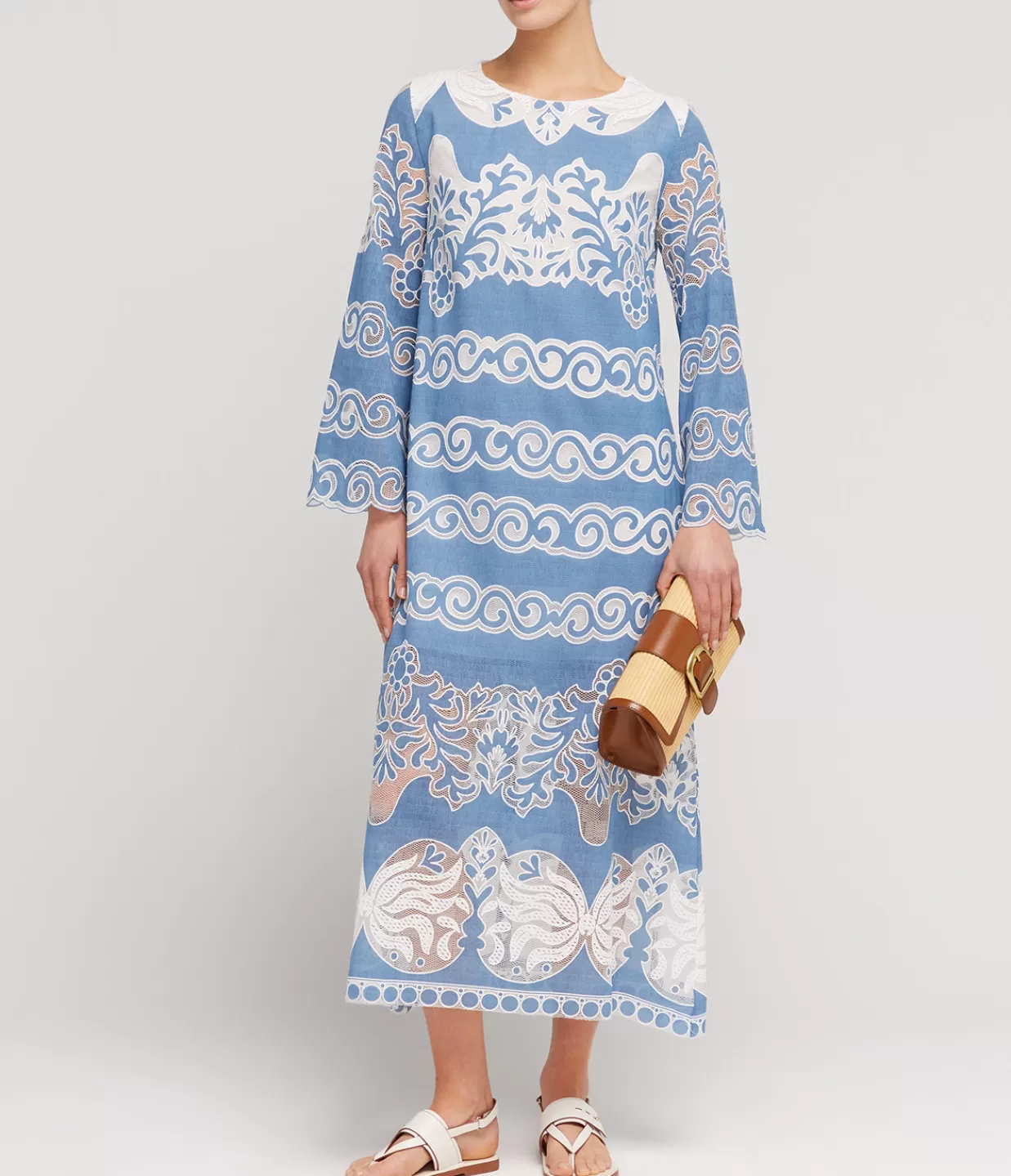 Best Sale Serphina Lace Midi Dress In Denim Blue Dresses