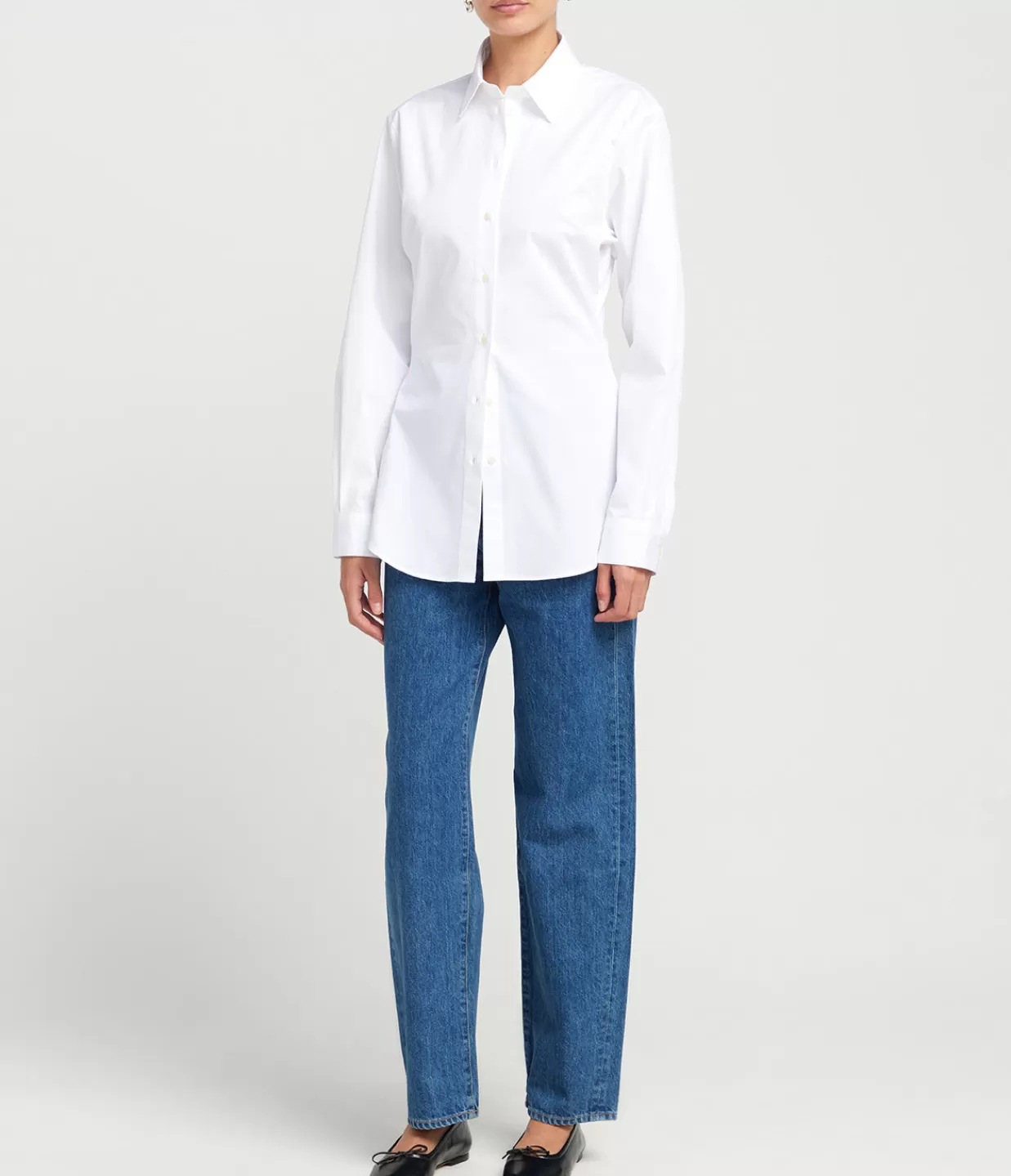 Best Sale Shaped Poplin Shirt In White Tops