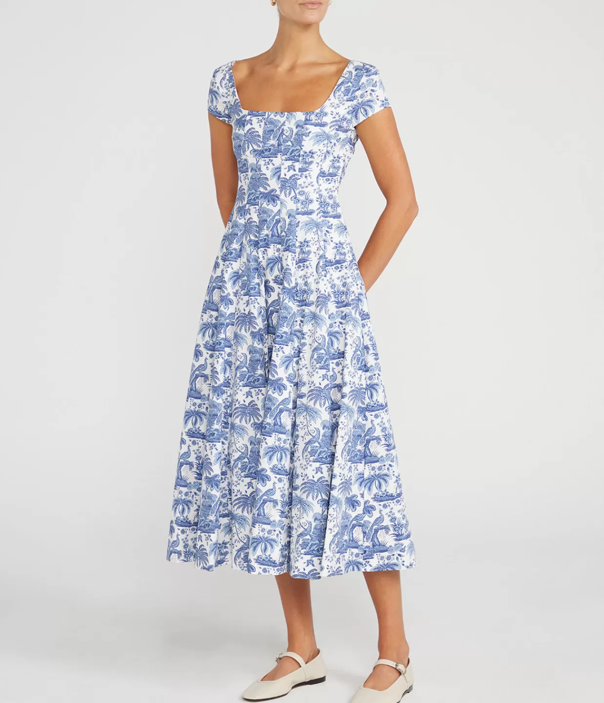 Shop Shortsleeve Wells Dress In Blue Toile Dresses