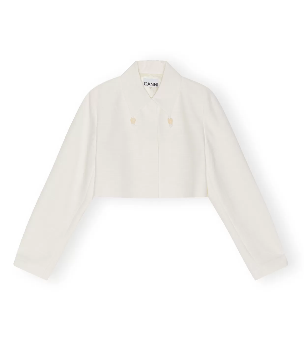 Clearance Slub Linen Cropped Blazer In Egret Jackets & Outerwear