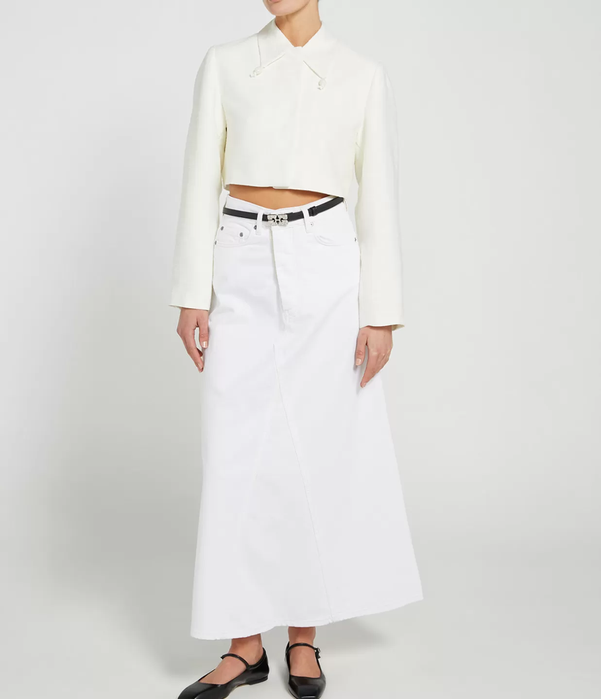 Clearance Slub Linen Cropped Blazer In Egret Jackets & Outerwear