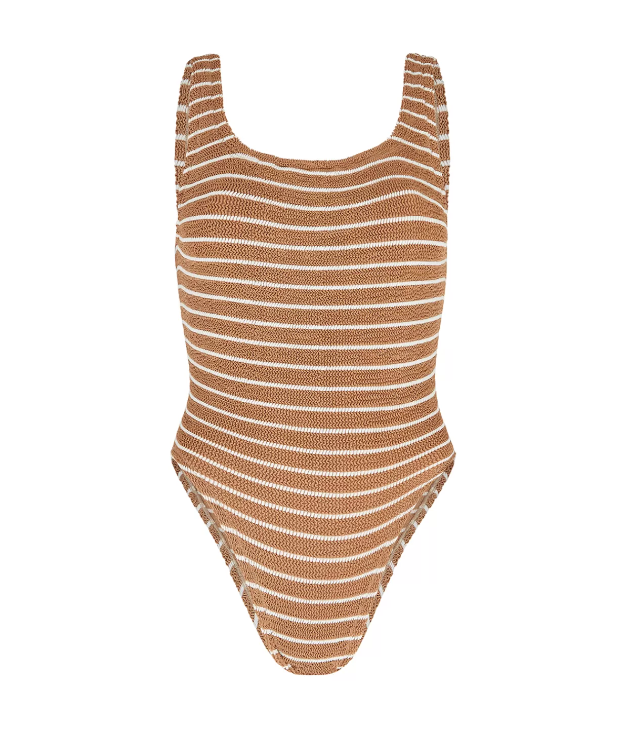 Online Square Neck Striped Swimsuit In Metallic Cocoa And White Swim & Resortwear