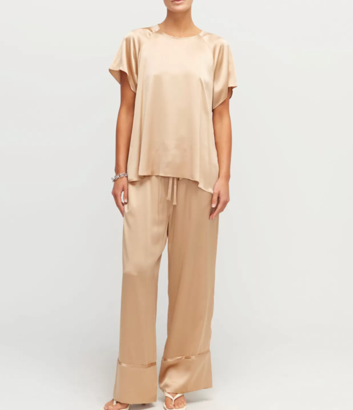 Cheap Stella Silk Satin PJ Pant In Honey Pants