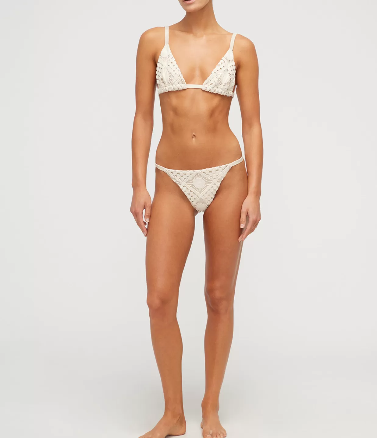 Clearance Sun Triangle Bikini Bottom In Natural Lace Swim & Resortwear