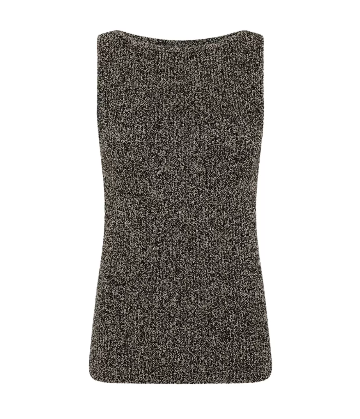 New Tabatha Sleeveless Tank In Khaki And Black Boucle Tops