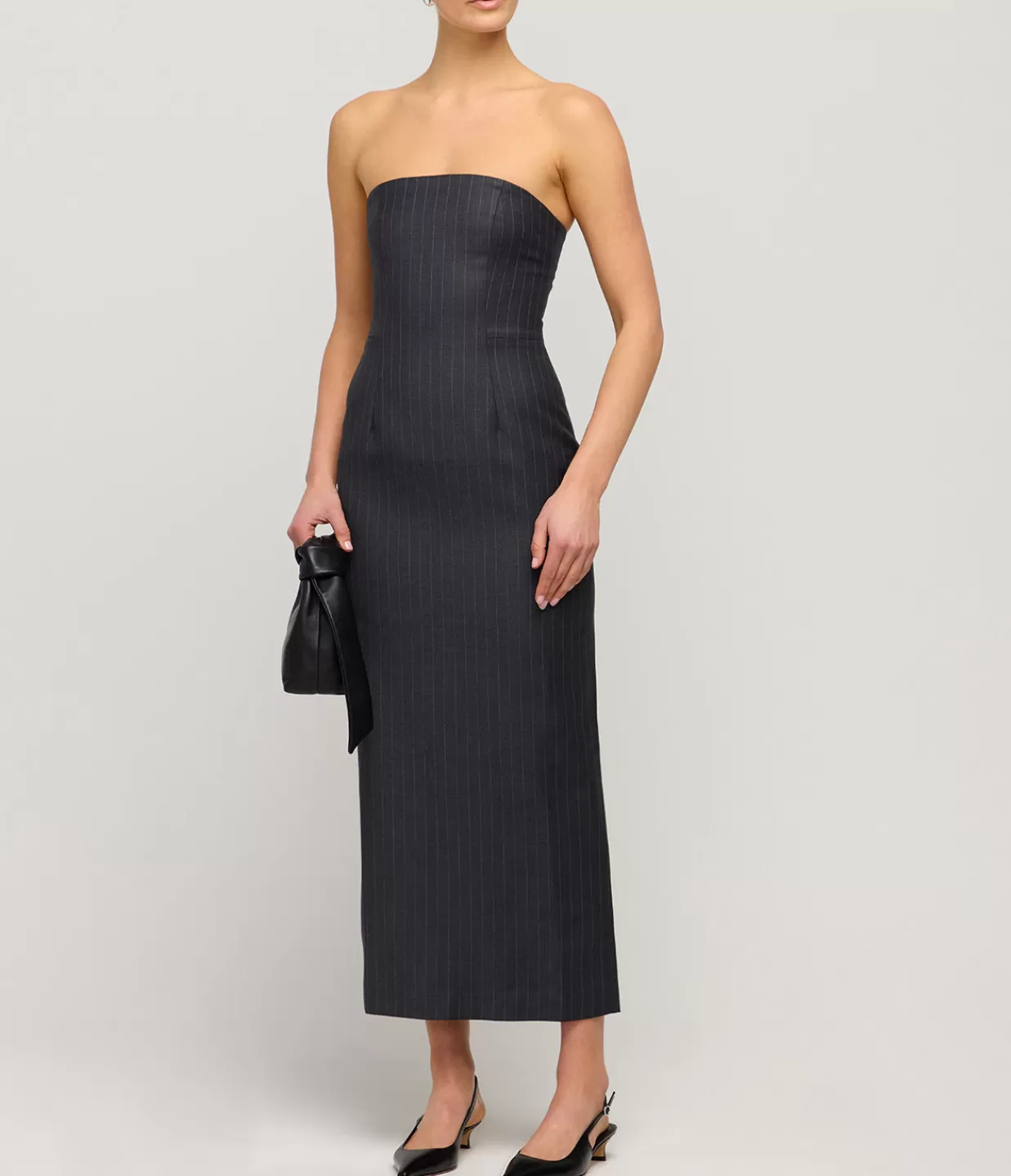 Outlet Tandi Wool Midi Dress In Grey Pinstripe Dresses