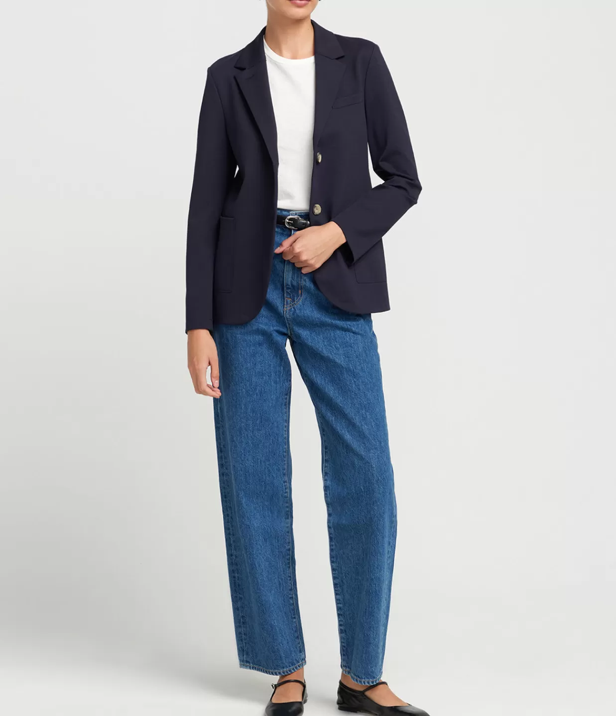 Best Techno Viscose Collard Blazer In Navy Jackets & Outerwear