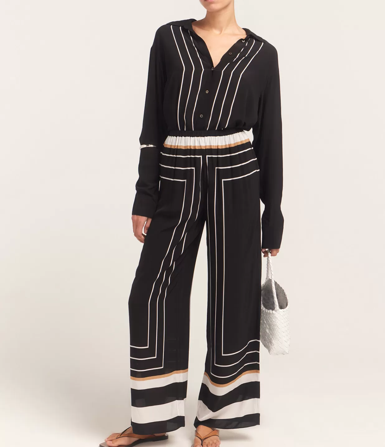 Cheap The Delmore Pant In Black Border Pants