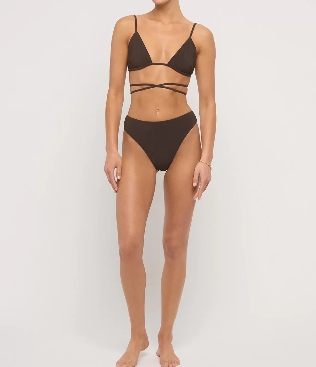 Store The Midi High Cut Bikini Bottom In Espresso Swim & Resortwear