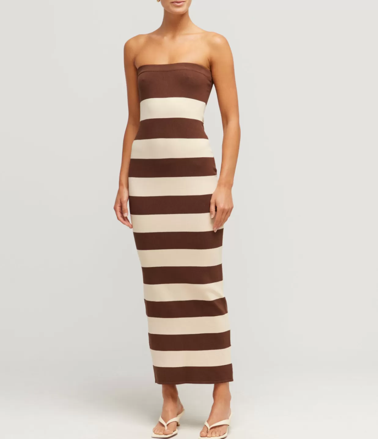 Discount Theo Strapless Dress In Chocolate And Cream Dresses