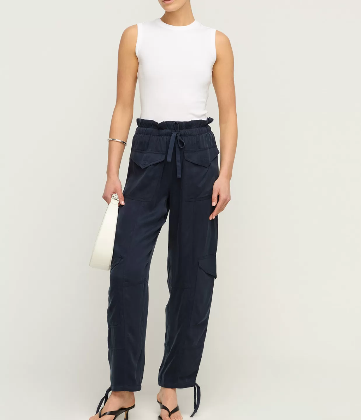 Flash Sale Twill Satin Tie Pants In Sky Captain Pants