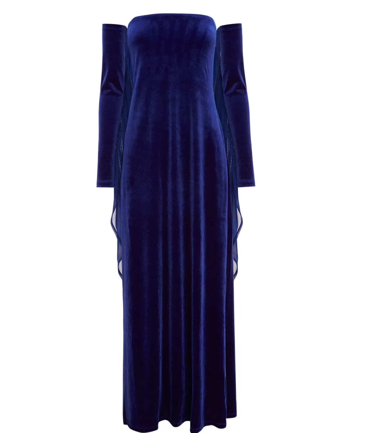 Cheap Velvet Strapless Maxi Dress In Blue Dresses