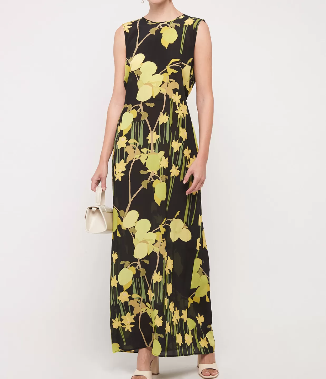 Discount Vivian Sleeveless In Citrus Field Black Dresses