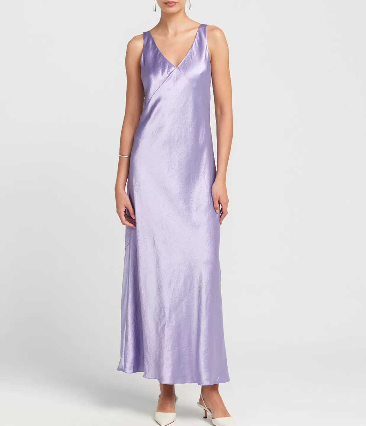 Clearance V-Neck Maxi Slip Dress In Wisteria Dresses